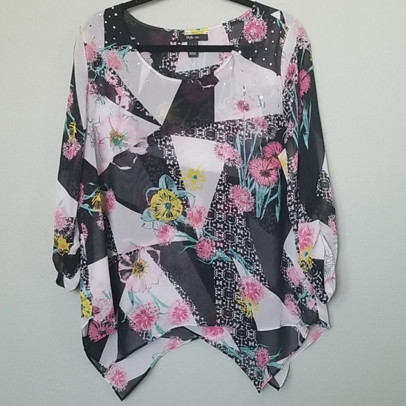 Style & Co Artsy Colorful Flowy Top Size Large - Picture 1 of 8